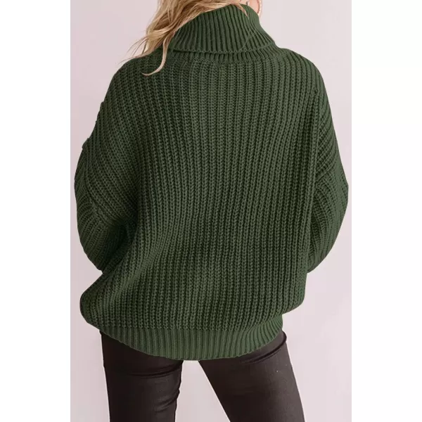 ZESICA Womens 2024 Fall Long Sleeve Turtleneck Chunky Knit Loose Oversized Sweater Pullover Jumper TopsArmygreen