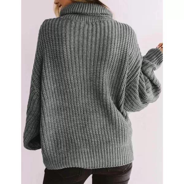 ZESICA Womens 2024 Fall Long Sleeve Turtleneck Chunky Knit Loose Oversized Sweater Pullover Jumper TopsGrey