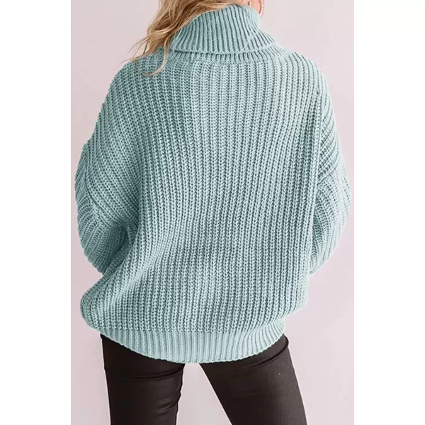 ZESICA Womens 2024 Fall Long Sleeve Turtleneck Chunky Knit Loose Oversized Sweater Pullover Jumper TopsMint