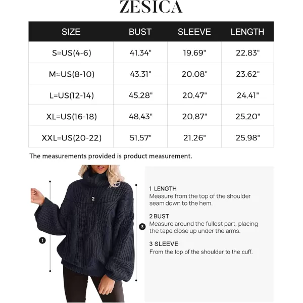 ZESICA Womens 2024 Fall Long Sleeve Turtleneck Chunky Knit Loose Oversized Sweater Pullover Jumper TopsNavy