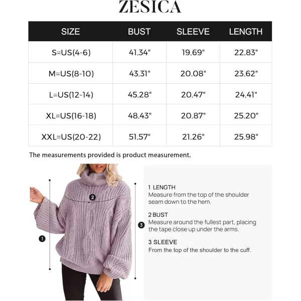 ZESICA Womens 2024 Fall Long Sleeve Turtleneck Chunky Knit Loose Oversized Sweater Pullover Jumper TopsPurple