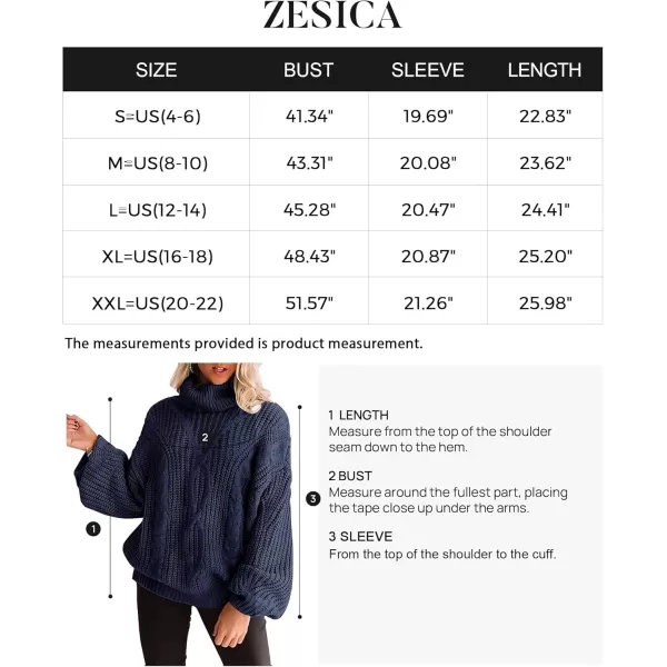 ZESICA Womens 2024 Fall Long Sleeve Turtleneck Chunky Knit Loose Oversized Sweater Pullover Jumper TopsRoyalblue