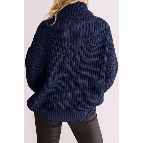 ZESICA Womens 2024 Fall Long Sleeve Turtleneck Chunky Knit Loose Oversized Sweater Pullover Jumper TopsRoyalblue