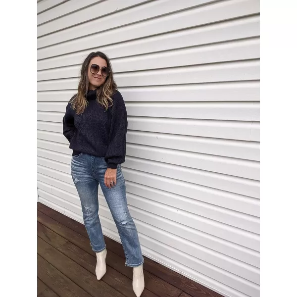 ZESICA Womens 2024 Fall Long Sleeve Turtleneck Chunky Knit Loose Oversized Sweater Pullover Jumper TopsRoyalblue