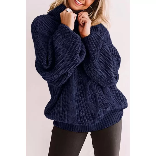 ZESICA Womens 2024 Fall Long Sleeve Turtleneck Chunky Knit Loose Oversized Sweater Pullover Jumper TopsRoyalblue