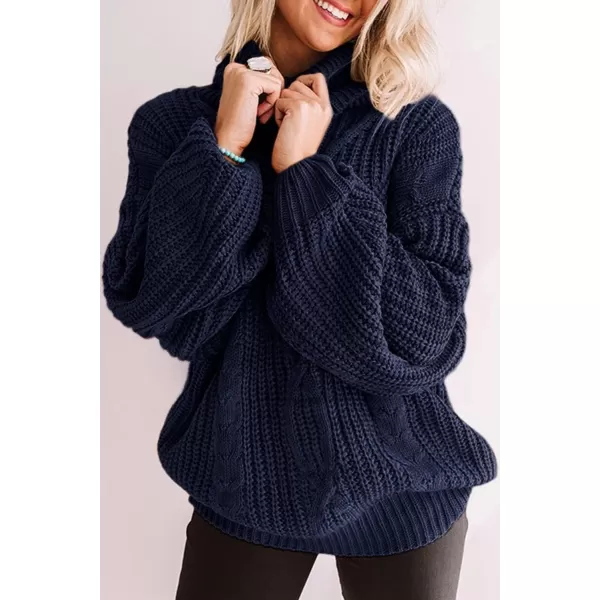 ZESICA Womens 2024 Fall Long Sleeve Turtleneck Chunky Knit Loose Oversized Sweater Pullover Jumper TopsRoyalblue