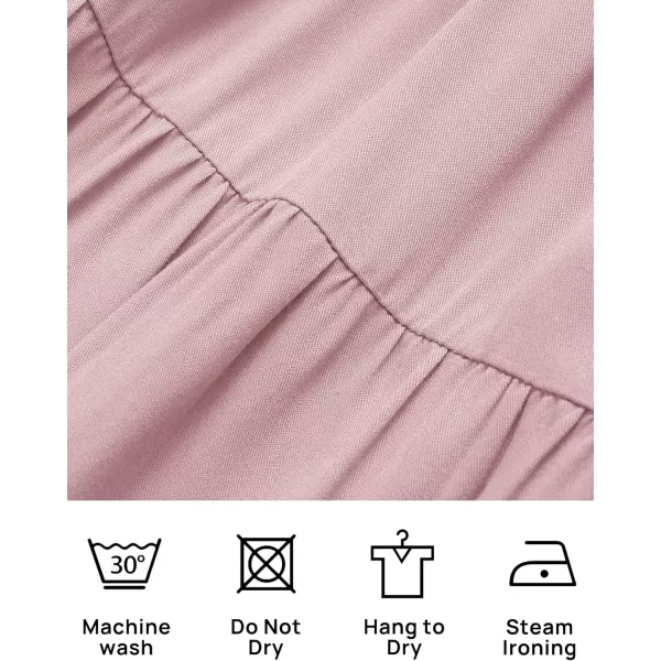 ZESICA Womens 2024 Summer Casual V Neck Flutter Sleeve Bohemian Ruffle Smocked A Line Swing Mini DressDarkpink