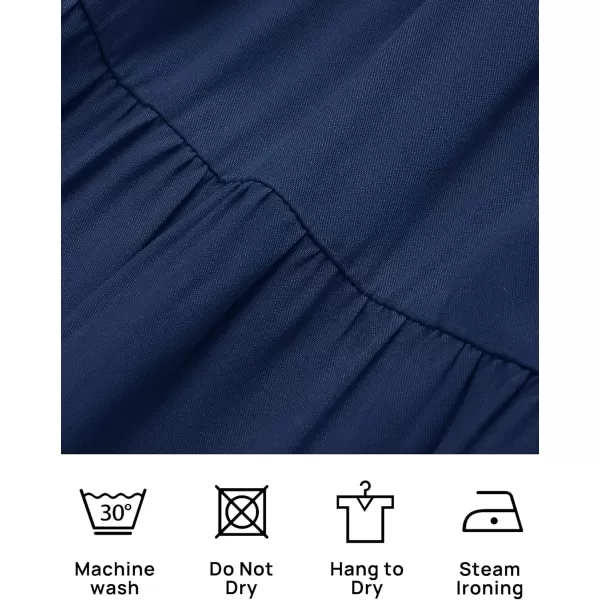 ZESICA Womens 2024 Summer Casual V Neck Flutter Sleeve Bohemian Ruffle Smocked A Line Swing Mini DressNavy