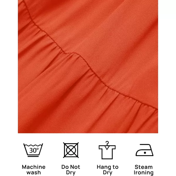 ZESICA Womens 2024 Summer Casual V Neck Flutter Sleeve Bohemian Ruffle Smocked A Line Swing Mini DressOrange