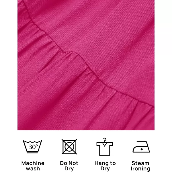ZESICA Womens 2024 Summer Casual V Neck Flutter Sleeve Bohemian Ruffle Smocked A Line Swing Mini DressRose