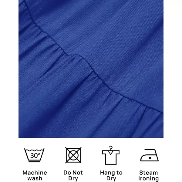 ZESICA Womens 2024 Summer Casual V Neck Flutter Sleeve Bohemian Ruffle Smocked A Line Swing Mini DressRoyalblue