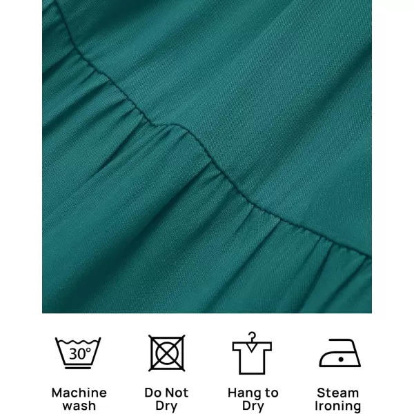 ZESICA Womens 2024 Summer Casual V Neck Flutter Sleeve Bohemian Ruffle Smocked A Line Swing Mini DressTealgreen