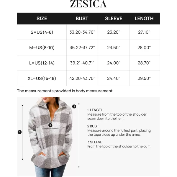 ZESICA Womens Plaid Long Sleeve Zipper Sherpa Fleece Sweatshirt Pullover Jacket Coat with PocketsPurplegrey