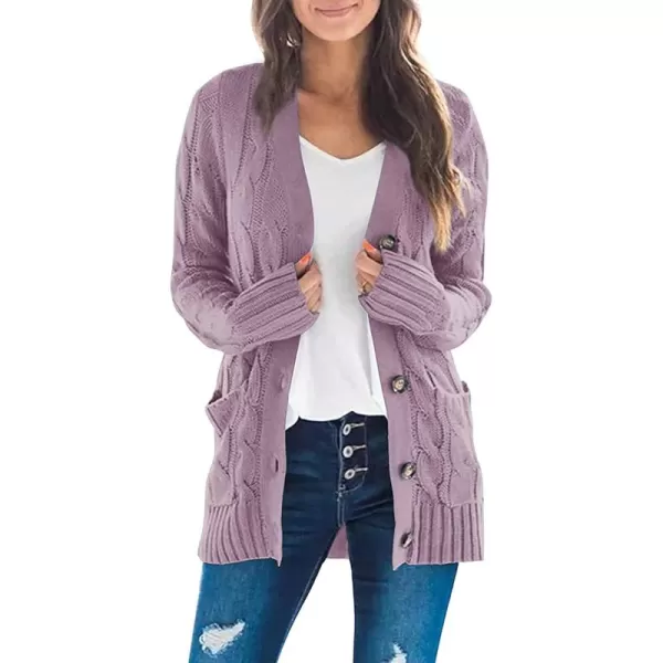 ZESICA Womens 2024 Fall Casual Long Sleeve Button Down Open Front Cable Knit Cardigan Sweater CoatTaro