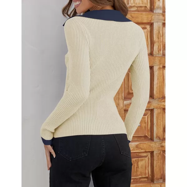 ZESICA Sweaters for Women 2024 Fall Long Sleeve V Neck Ribbed Knit Pullover Tops Casual Slim Fit Basic Tee ShirtsApricot