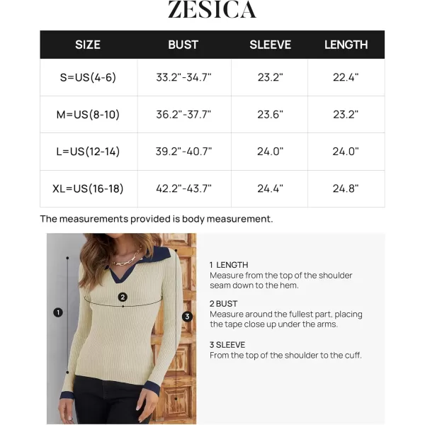 ZESICA Sweaters for Women 2024 Fall Long Sleeve V Neck Ribbed Knit Pullover Tops Casual Slim Fit Basic Tee ShirtsApricot