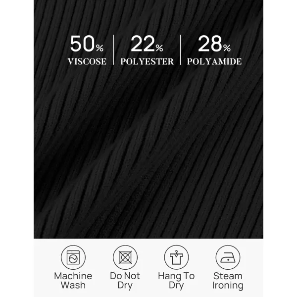 ZESICA Sweaters for Women 2024 Fall Long Sleeve V Neck Ribbed Knit Pullover Tops Casual Slim Fit Basic Tee ShirtsBlack