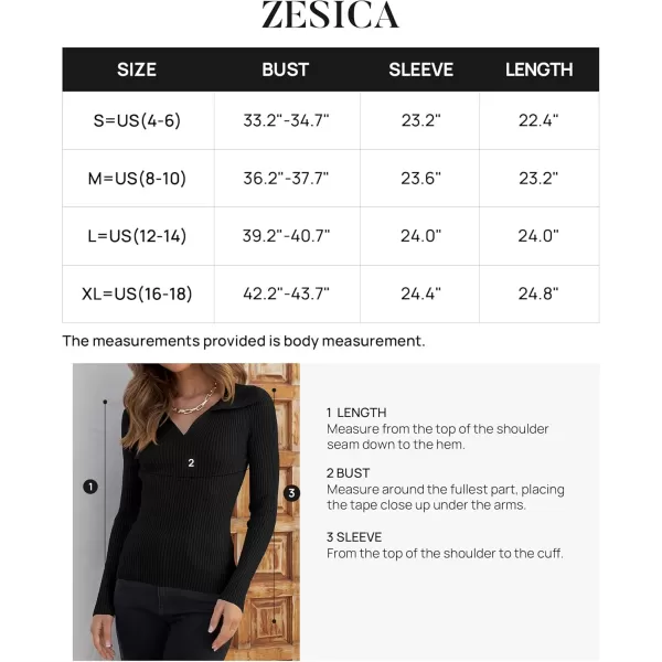 ZESICA Sweaters for Women 2024 Fall Long Sleeve V Neck Ribbed Knit Pullover Tops Casual Slim Fit Basic Tee ShirtsBlack