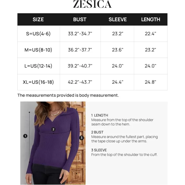 ZESICA Sweaters for Women 2024 Fall Long Sleeve V Neck Ribbed Knit Pullover Tops Casual Slim Fit Basic Tee ShirtsDark Purple
