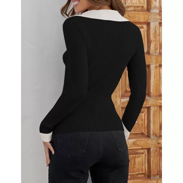 ZESICA Sweaters for Women 2024 Fall Long Sleeve V Neck Ribbed Knit Pullover Tops Casual Slim Fit Basic Tee ShirtsDim