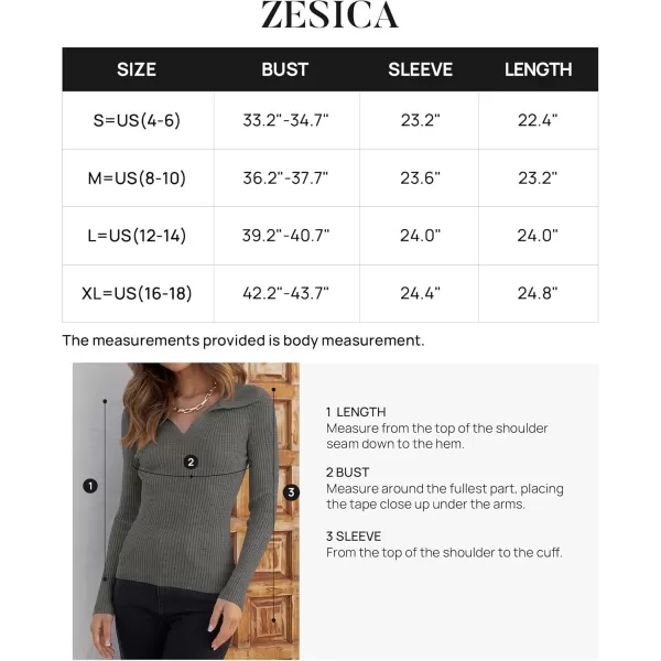 ZESICA Sweaters for Women 2024 Fall Long Sleeve V Neck Ribbed Knit Pullover Tops Casual Slim Fit Basic Tee ShirtsGrey