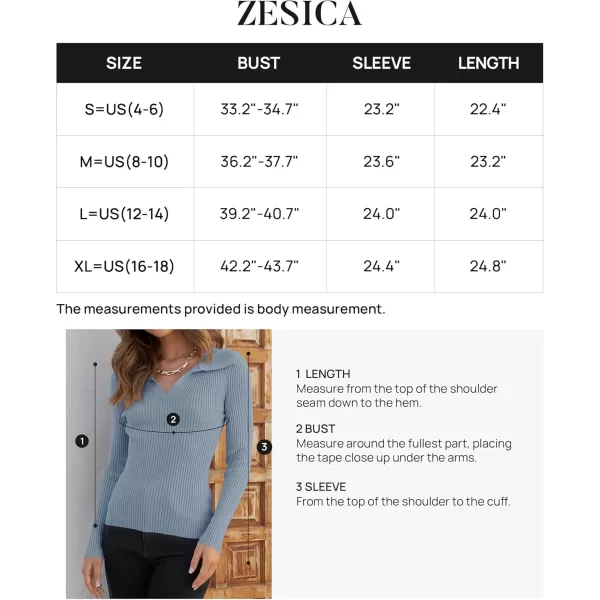 ZESICA Sweaters for Women 2024 Fall Long Sleeve V Neck Ribbed Knit Pullover Tops Casual Slim Fit Basic Tee ShirtsLightblue