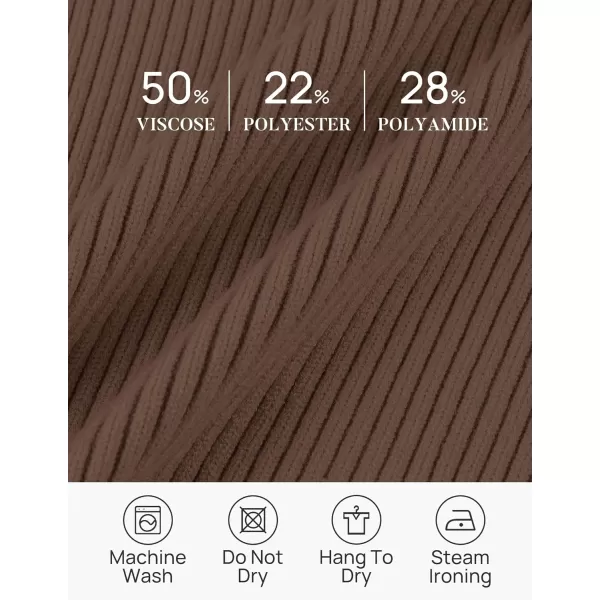 ZESICA Sweaters for Women 2024 Fall Long Sleeve V Neck Ribbed Knit Pullover Tops Casual Slim Fit Basic Tee ShirtsMocha