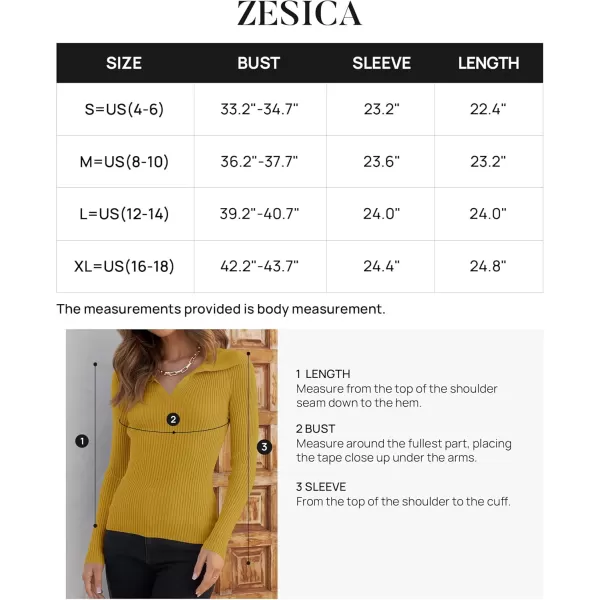 ZESICA Sweaters for Women 2024 Fall Long Sleeve V Neck Ribbed Knit Pullover Tops Casual Slim Fit Basic Tee ShirtsMustard