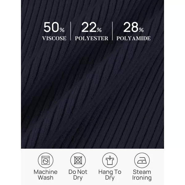 ZESICA Sweaters for Women 2024 Fall Long Sleeve V Neck Ribbed Knit Pullover Tops Casual Slim Fit Basic Tee ShirtsNavy