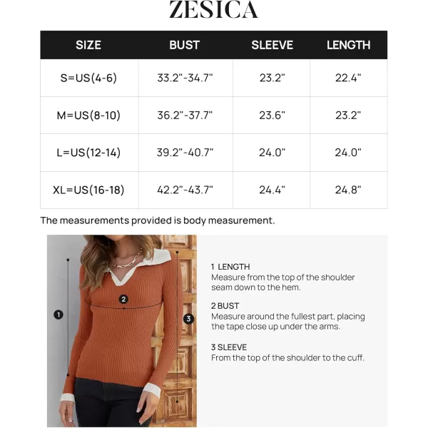 ZESICA Sweaters for Women 2024 Fall Long Sleeve V Neck Ribbed Knit Pullover Tops Casual Slim Fit Basic Tee ShirtsOrange