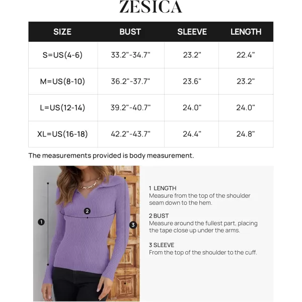 ZESICA Sweaters for Women 2024 Fall Long Sleeve V Neck Ribbed Knit Pullover Tops Casual Slim Fit Basic Tee ShirtsPurple