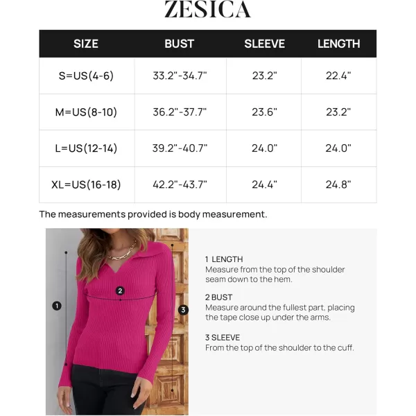 ZESICA Sweaters for Women 2024 Fall Long Sleeve V Neck Ribbed Knit Pullover Tops Casual Slim Fit Basic Tee ShirtsRose
