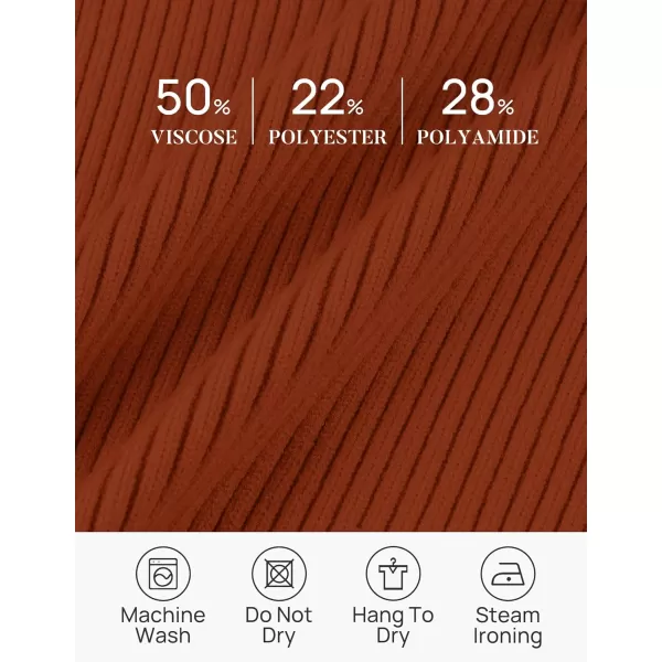 ZESICA Sweaters for Women 2024 Fall Long Sleeve V Neck Ribbed Knit Pullover Tops Casual Slim Fit Basic Tee ShirtsRust