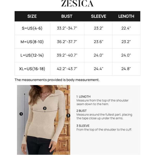 ZESICA Sweaters for Women 2024 Fall Long Sleeve V Neck Ribbed Knit Pullover Tops Casual Slim Fit Basic Tee ShirtsSand