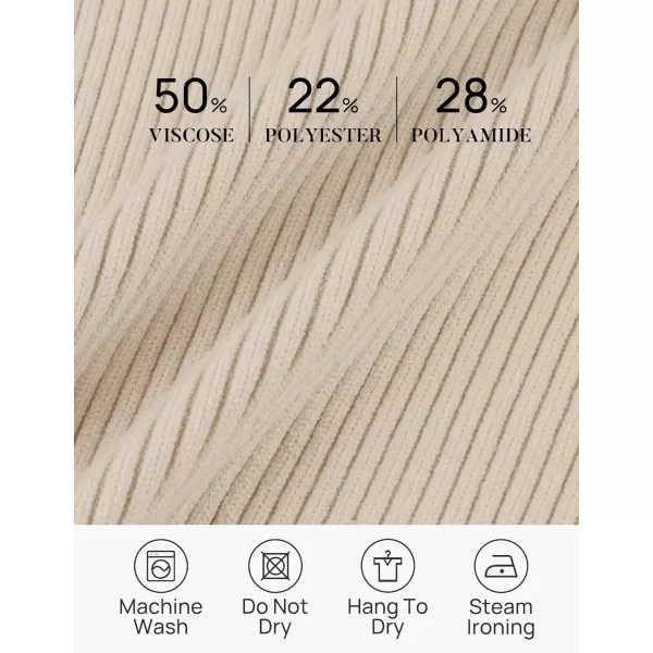 ZESICA Sweaters for Women 2024 Fall Long Sleeve V Neck Ribbed Knit Pullover Tops Casual Slim Fit Basic Tee ShirtsSand