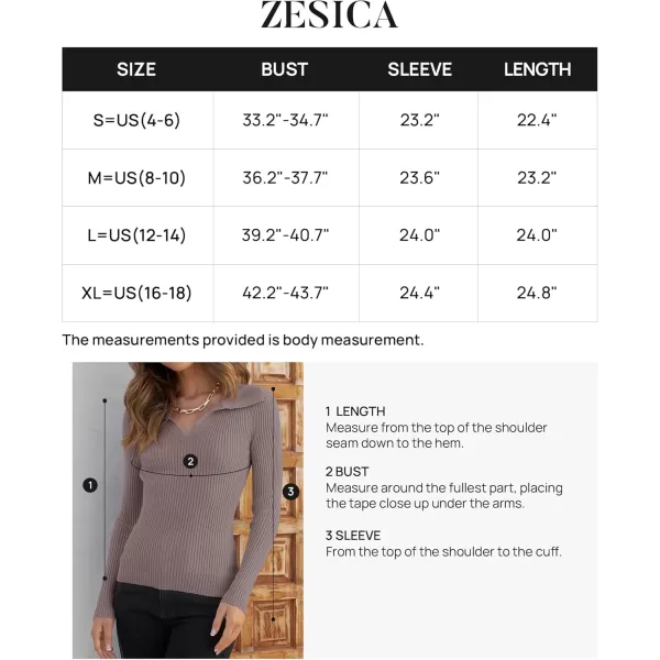 ZESICA Sweaters for Women 2024 Fall Long Sleeve V Neck Ribbed Knit Pullover Tops Casual Slim Fit Basic Tee ShirtsTaro