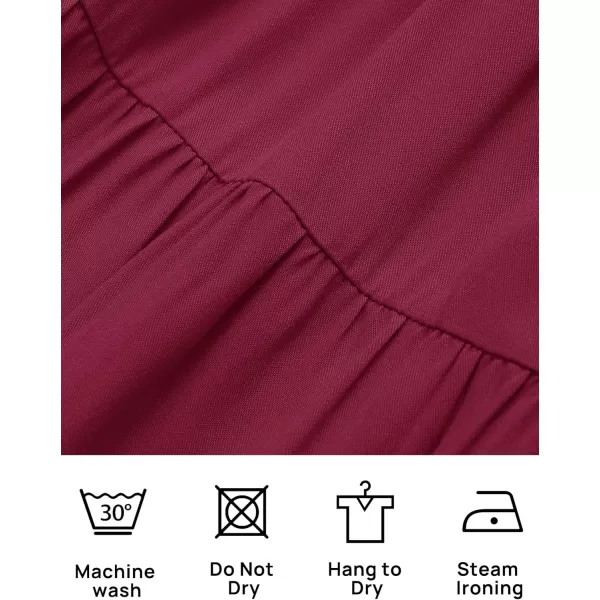 ZESICA Womens 2024 Boho Sexy Off Shoulder Long Sleeve Smocked High Waist Side Split Flowy A Line Tiered Long Maxi DressFuchsia