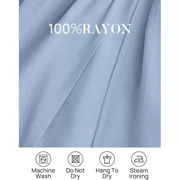 ZESICA Womens 2024 Boho Sexy Off Shoulder Long Sleeve Smocked High Waist Side Split Flowy A Line Tiered Long Maxi DressLight Blue