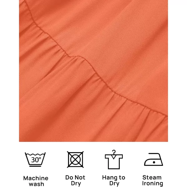 ZESICA Womens 2024 Boho Sexy Off Shoulder Long Sleeve Smocked High Waist Side Split Flowy A Line Tiered Long Maxi DressOrange