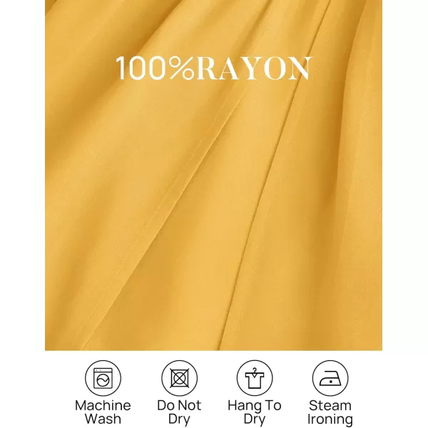 ZESICA Womens 2024 Boho Sexy Off Shoulder Long Sleeve Smocked High Waist Side Split Flowy A Line Tiered Long Maxi DressYellow