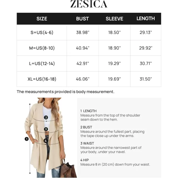ZESICA Womens 2024 Casual Lapel Cardigan Long Sleeve Open Front Irregular Hem Soft Knitted Sweater Coat with PocketsBeige