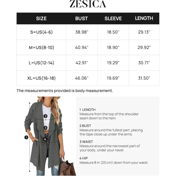ZESICA Womens 2024 Casual Lapel Cardigan Long Sleeve Open Front Irregular Hem Soft Knitted Sweater Coat with PocketsDarkgrey