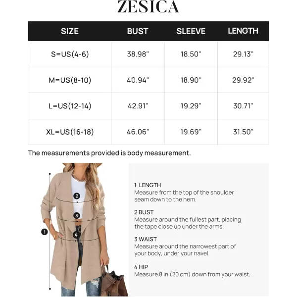 ZESICA Womens 2024 Casual Lapel Cardigan Long Sleeve Open Front Irregular Hem Soft Knitted Sweater Coat with PocketsOats