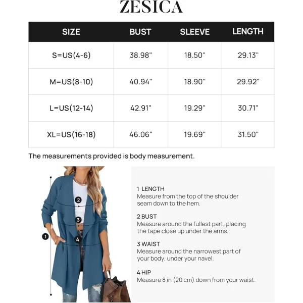 ZESICA Womens 2024 Casual Lapel Cardigan Long Sleeve Open Front Irregular Hem Soft Knitted Sweater Coat with PocketsRoyalblue