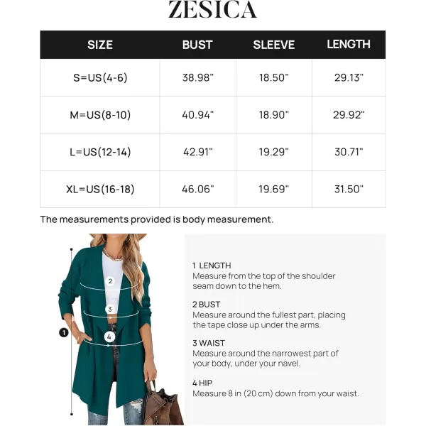 ZESICA Womens 2024 Casual Lapel Cardigan Long Sleeve Open Front Irregular Hem Soft Knitted Sweater Coat with PocketsTealgreen