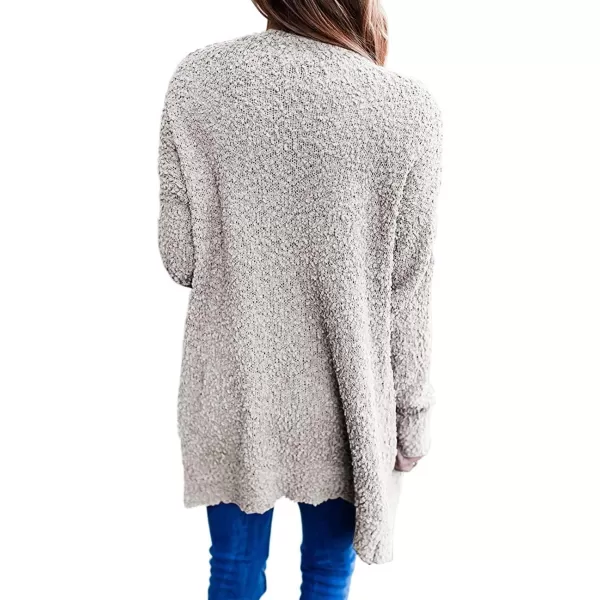 ZESICA Womens 2024 Fall Casual Long Sleeve Open Front Soft Chunky Knit Sweater Cardigan OuterwearBeige