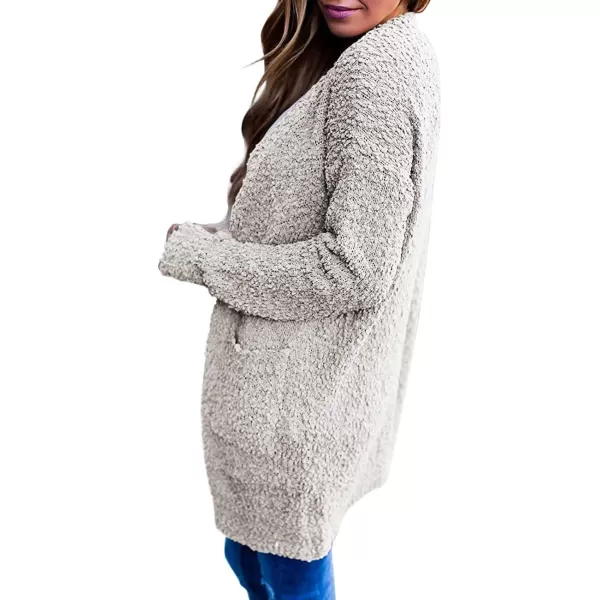 ZESICA Womens 2024 Fall Casual Long Sleeve Open Front Soft Chunky Knit Sweater Cardigan OuterwearBeige
