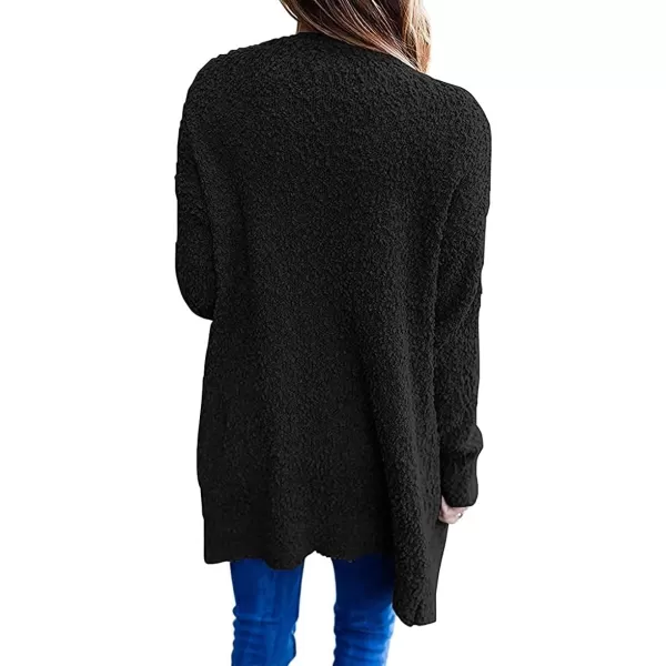 ZESICA Womens 2024 Fall Casual Long Sleeve Open Front Soft Chunky Knit Sweater Cardigan OuterwearBlack