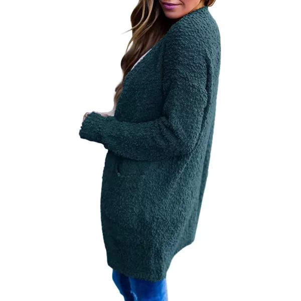 ZESICA Womens 2024 Fall Casual Long Sleeve Open Front Soft Chunky Knit Sweater Cardigan OuterwearBlackishgreen