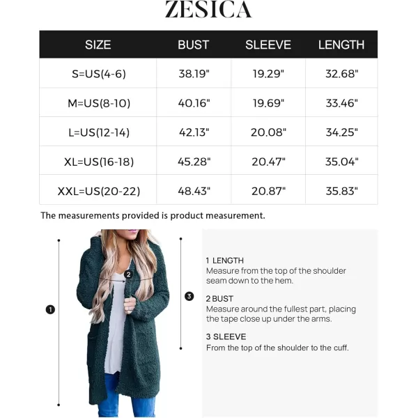 ZESICA Womens 2024 Fall Casual Long Sleeve Open Front Soft Chunky Knit Sweater Cardigan OuterwearBlackishgreen